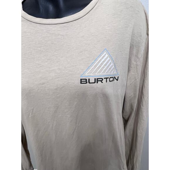 BURTON Snowboarding Crewneck Tan Long Sleeve T-Shirt Mens M SpellOut Outdoors - Picture 5 of 5